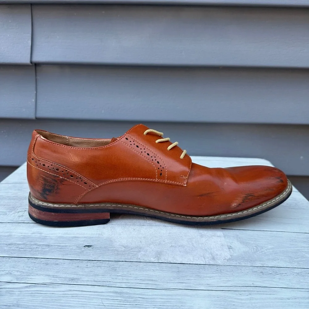 Bruno Marc Prince-16 Men's Brown Cognac Derby Dress Shoes Size 11 Oxford Lace Up